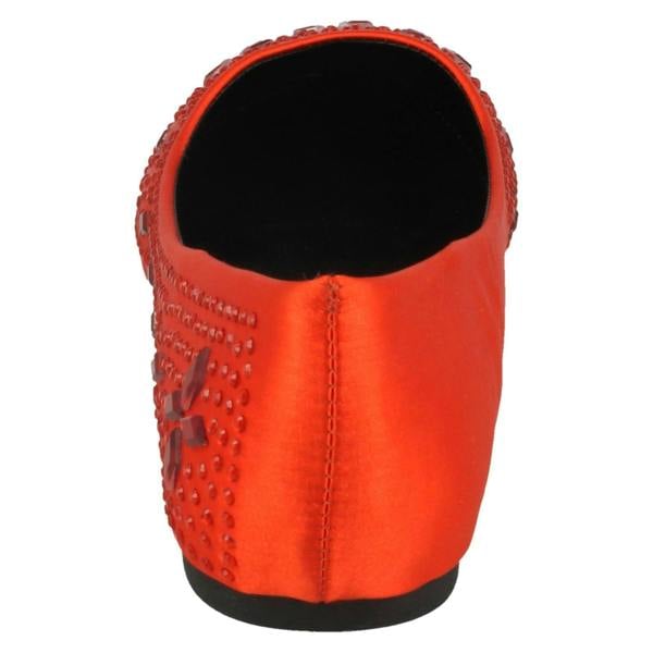 Spot On Ladies Spot On Flat Diamante Ballerinas