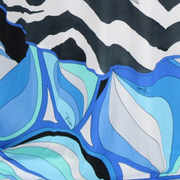 Emilio Pucci luxurious full length dresss in a zebra and signature Emilio Pucci pattern