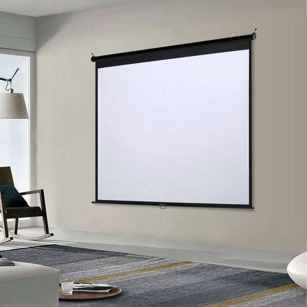 4:3 Projector Screen with Manual Pull Down for Home Theater Projector Screens Living and Home 181cm W x 136cm H