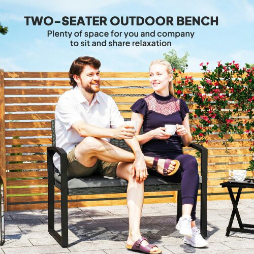 Wyld Haus Haloka Rattan Light Grey 2 Seater Outdoor Garden Bench