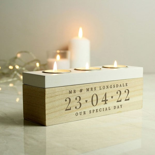 Personalised Memento Company Personalised Special Date Triple Tea Light Box