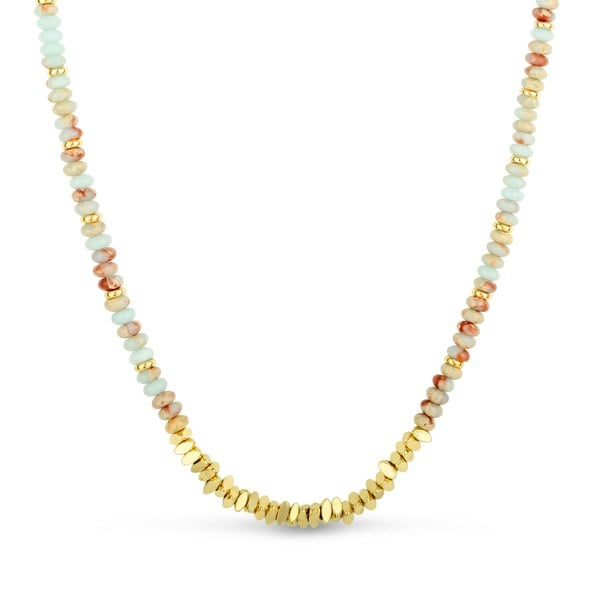 Gold Trip Coral and Gold Beaded Necklace