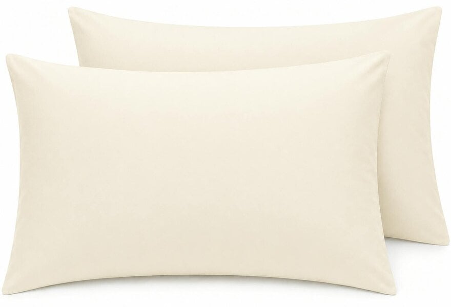 Night Zone 200 Thread Count Egyptian Cotton Pillowcases Pair – Hotel Quality Bed Linen - Cream - House Wife Pillow Cases
