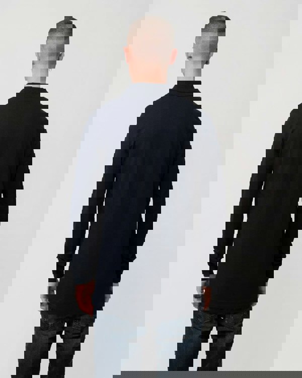 BOSS Orange Passerby Mens Long Sleeve Stretch-Cotton Polo Shirt with Logo Patch NOS - Dark Blue 404