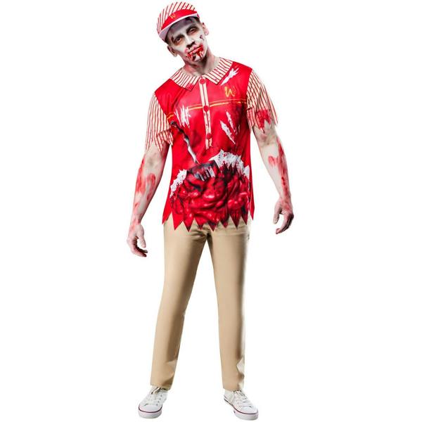 Bristol Novelty Mens Zombie Burger Worker Costume - Multicoloured