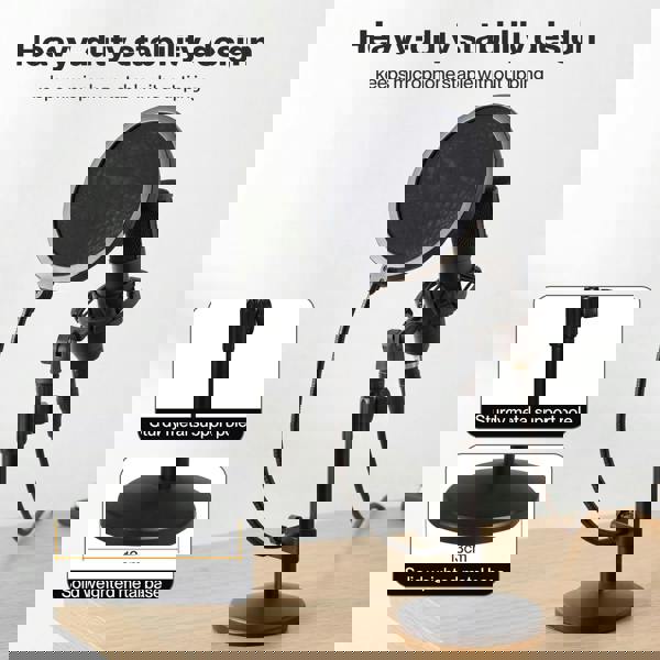 Levede Desktop Microphone Stand Adjustable Mic Clip Desk Pop Filter Shock Mount