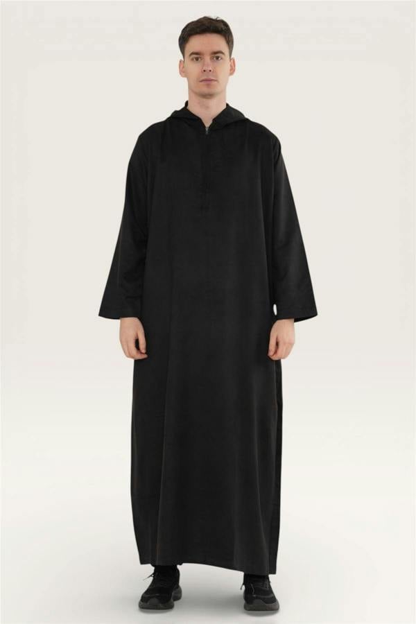 Infinity Leather Men's Hooded Eid Moroccan Jubba Robe Ramadan Eid Thobe - HM12