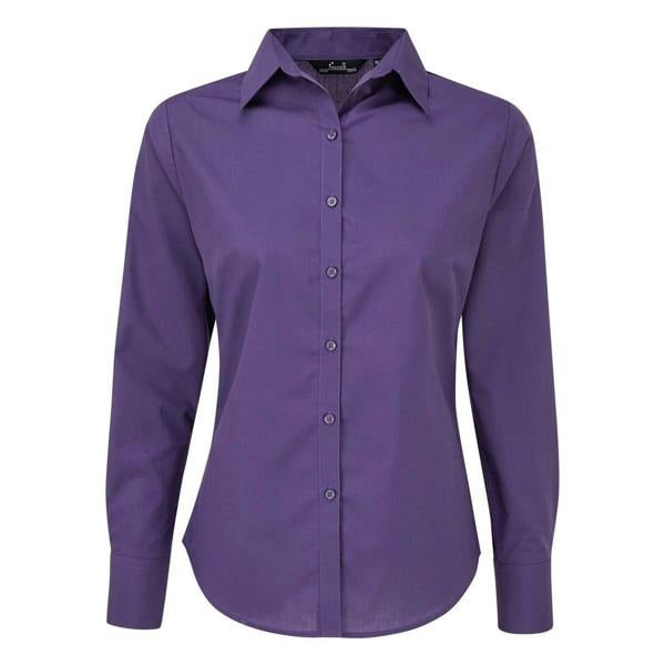 Premier Womens/Ladies Long-Sleeved Shirt - Purple