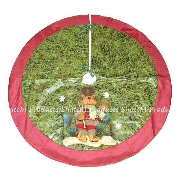 122cm Christmas Tree Skirt Base Cover with 3D Reindeer Design for Festive Home Decorations image 5
