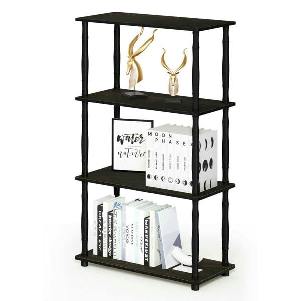 WALPLUS Versatile Turn-N-Tube 4-Tier Multipurpose Shelf Display Rack with Classic Tubes, Espresso/Black, /BK for Entryway - SKU 18034EX