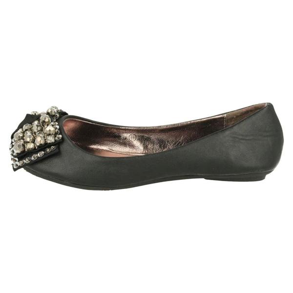 Cutie Girls Cutie Slip On Ballerina Pumps with Jewelled Bow