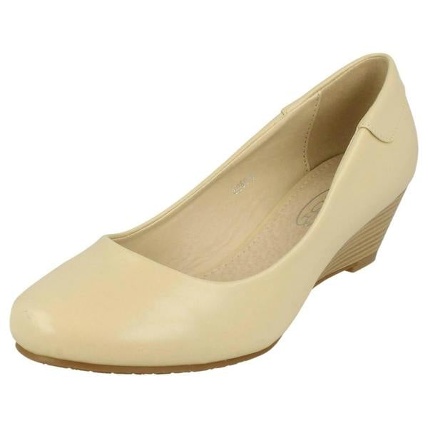 Spot On Ladies Spot On Low Wedge Court Shoes
