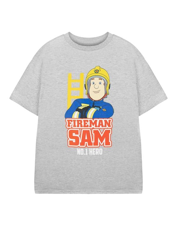 Fireman Sam Boys Grey NO.1 Hero Short Sleeved T-Shirt