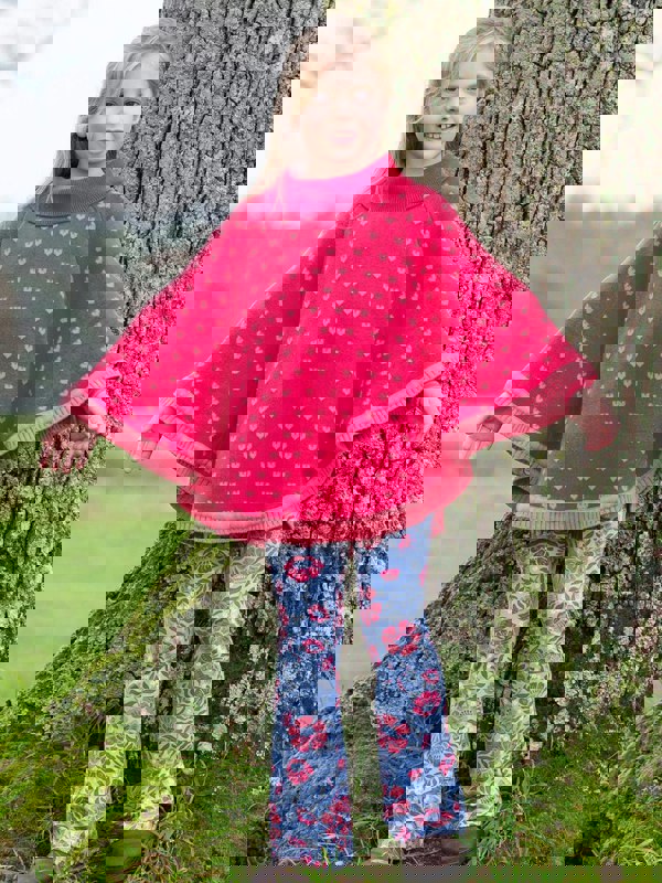 Kite Girls Organic Rosey Heart Poncho