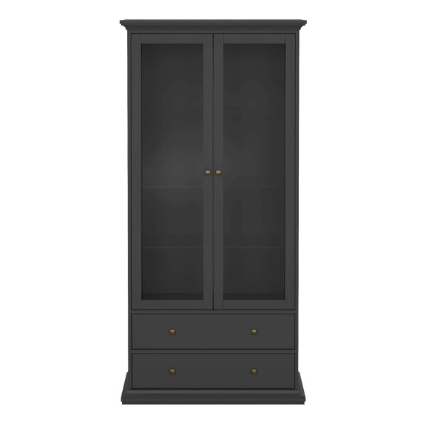 Wyld Haus Osaka Farmhouse Dark Grey Wooden China Cabinet 2 Drawers 2 Doors 3 Shelves