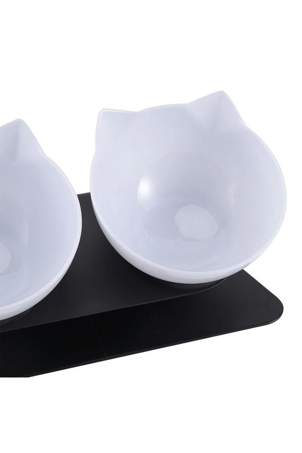 Living and Home 15° Tilted Elevated Feeder with Double Cat Bowls