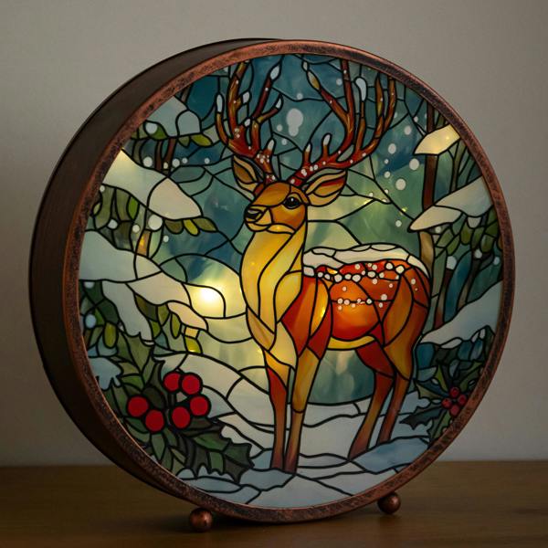 Samuel Alexander 25cm Dual Powered Light Up Stained Glass Stag Christmas Decoration