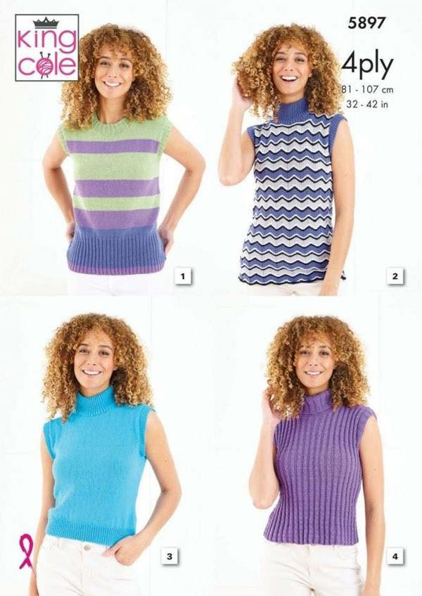 King Cole Cotton Socks 4 Ply Knitting Pattern 5897, Tops for Women, 32 - 42 Inches