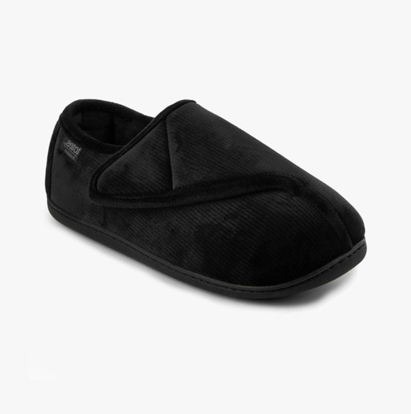 Totes Isotoner VELOUR CLOSED BACK Mens Slippers Black