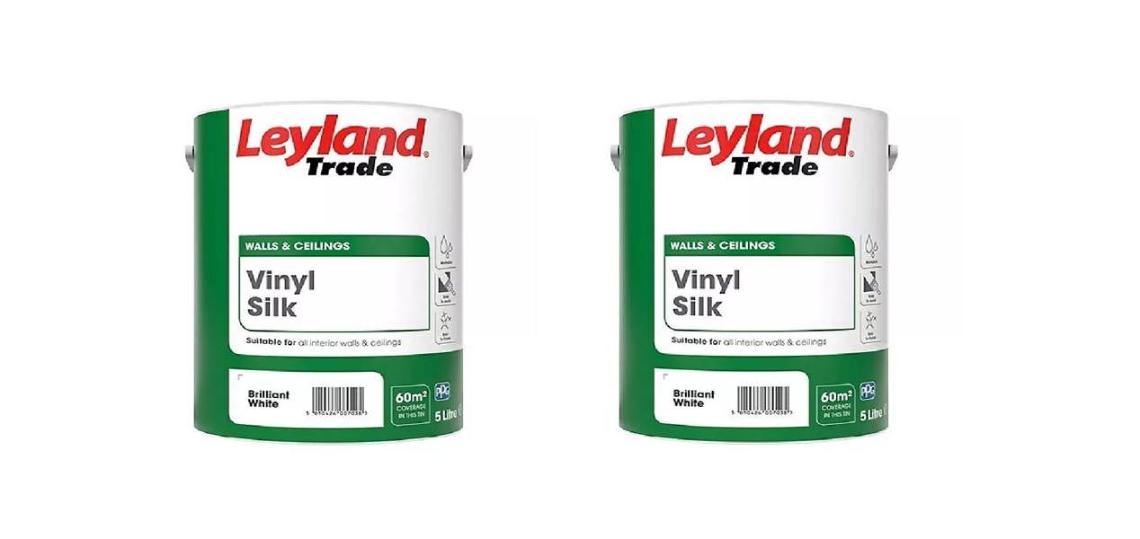 Leyland Trade Vinyl Silk Paint Brilliant White 5L Pack of 2