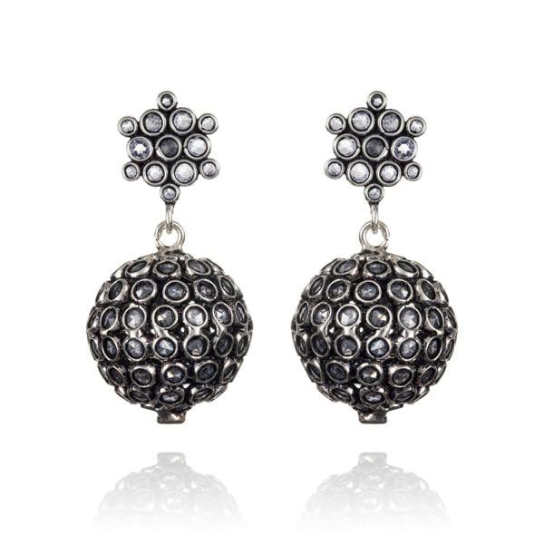Sterling Silver Oxidized Ball Earrings For Women - namana.london