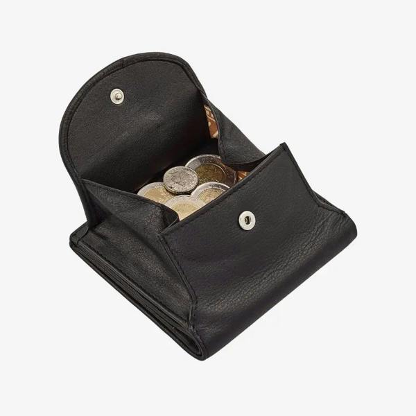 Black ladies leather coin tray purse for everyday use 