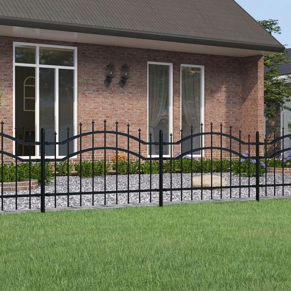 Berkfield Garden Fence with Spear Top Black 115 cm Powder-coated Steel
