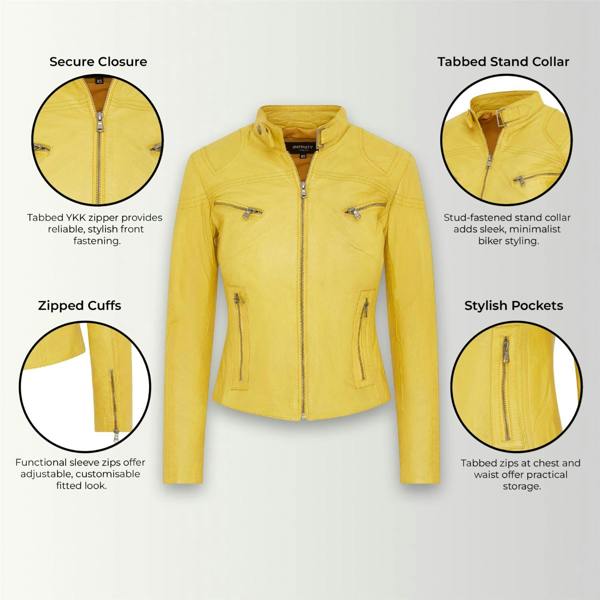 Infinity Leather Women's Casual Slim-Fit Leather Biker Jacket-Tulsa