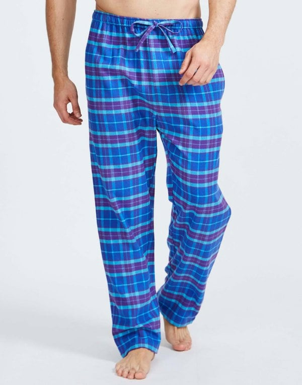 Men's Brushed Cotton Pyjama Trousers – Ultraviolet Check - British Boxers