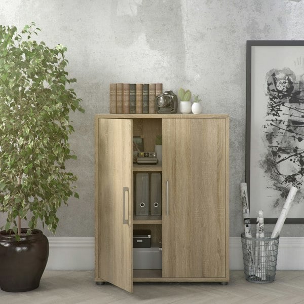 Furniture To Go Prima Bookcase 2 Shelves with 2 Doors in Oak