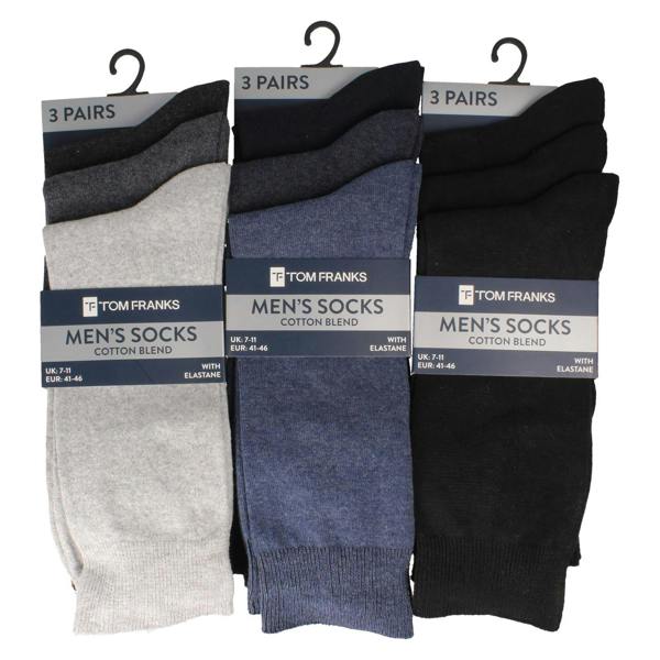 Tom Franks Mens 3 Pack Tom Franks Cotton Blend With Elastane Socks SK601