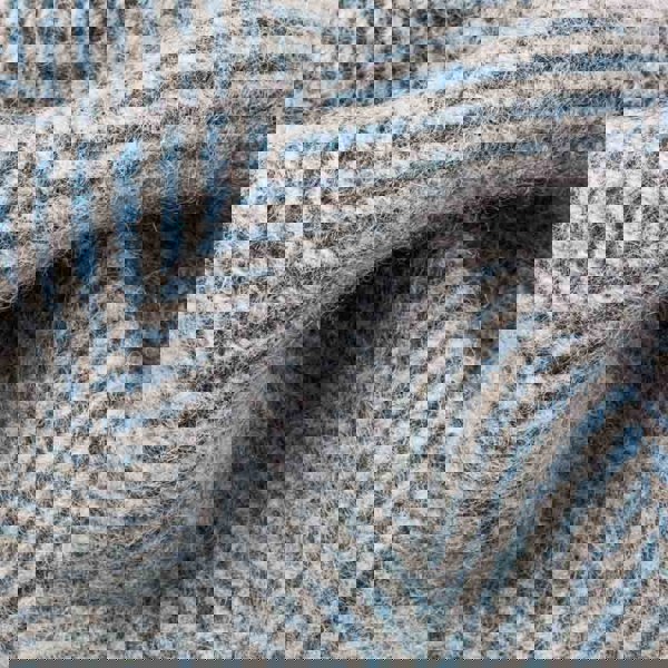 Evening Tales - Pure New Wool Blanket - Traditional Herringbone - Light Grey & Blue - Heating & Plumbing London - Throw