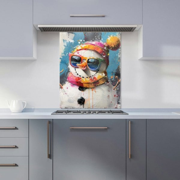 Warren Reed - Designer Vibrant Snowman with Style Kitchen Splashback