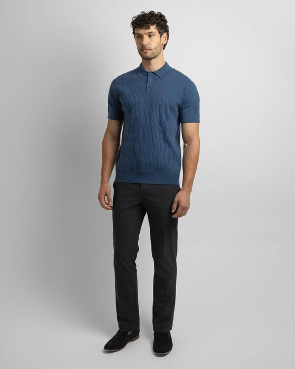 Steel & Jelly Tarvin - Geo Texture Knitted Polo Shirt