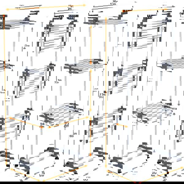 Gr8 Home Large Tower Clothes Airer 3 Tier Folding Drying Rack Towel Dryer Laundry Horse