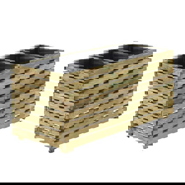 Cerland Horizon Garden Slatted Wooden Planter 90cm x 40cm 40L Modern Trough