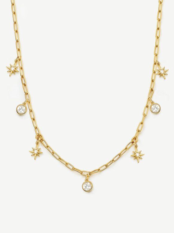 MUCHV Chain Choker With Moon and Star Charms - Gold