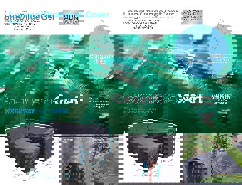 Coverit Lounge Dining 2 Piece Set 255cm x 205cm x 73cm x 90cm & 152cm x 82cm x 65cm