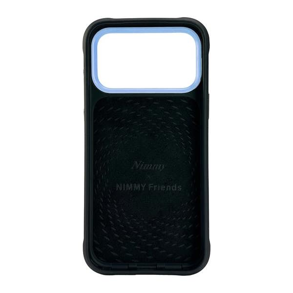 Nimmy Friends Nimmy Glass Cool Cat Face Case with Detachable MagSafe Grip Stand for iPhone 17 Pro 6.3" Black Blue - N-YJKM-CXZJ-IP17-PRO-03