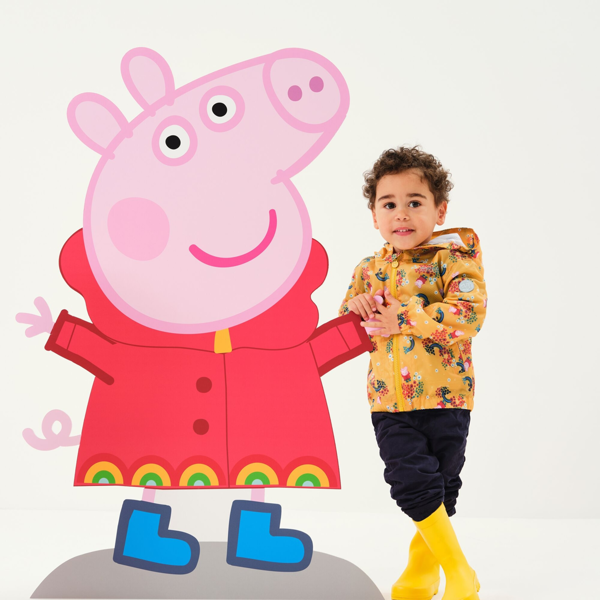 Regatta Childrens/Kids Muddy Puddle Peppa Pig Floral Hooded Waterproof Jacket - Glowlight Yellow
