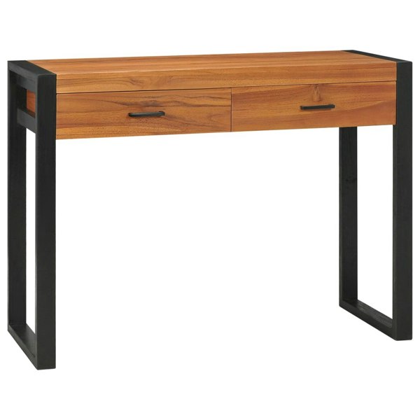 Berkfield Desk with 2 Drawers 100x40x75 cm Teak Wood