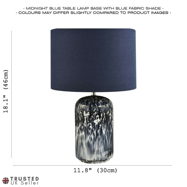 Modern Navy Blue and Smoked Grey Marble Snowflake Glass Table Lamp with Shade Image 7