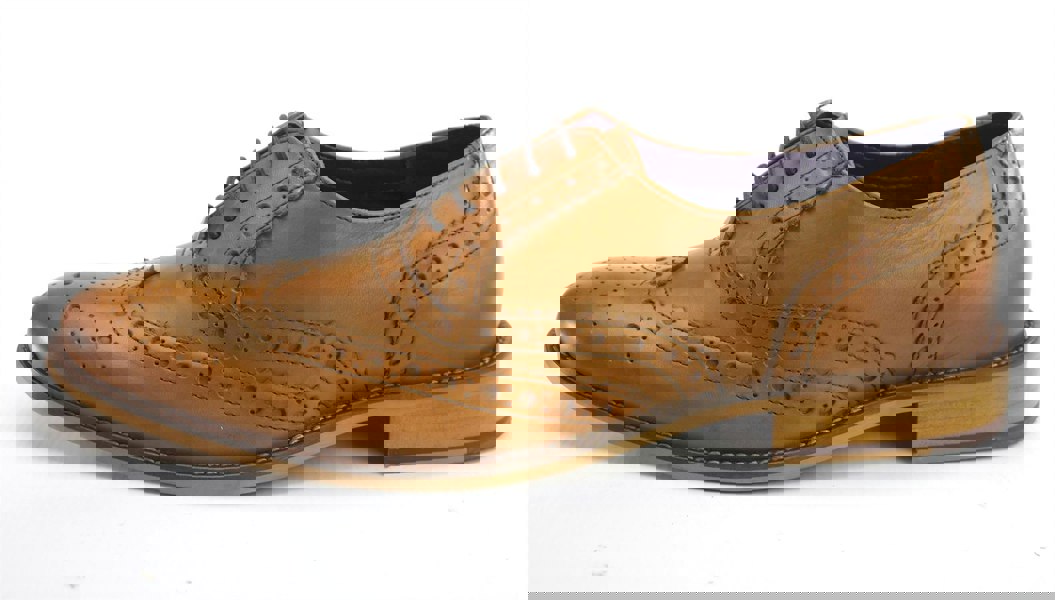 Frank James Redford Mens Leather Lace Up Wingtip Formal Gatsby Evening Brogue Shoes