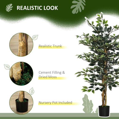 Wyld Haus Nedori Tall Artificial Ficus Style Tree With Realistic Leaf Detail In Pot For Office Interiors