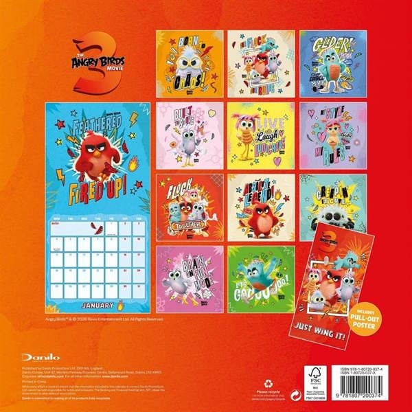 Angry Birds 3 Calendar 2027, Wall Calendars, Month To View, Entertainment, Gift
