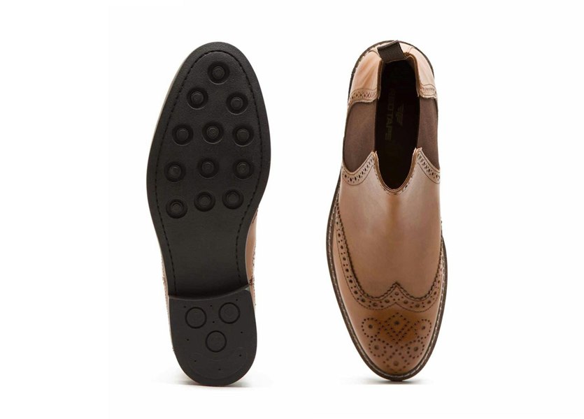 Thomas Crick Red Tape Crick Downton Brogue Mens Chelsea Pull On Leather