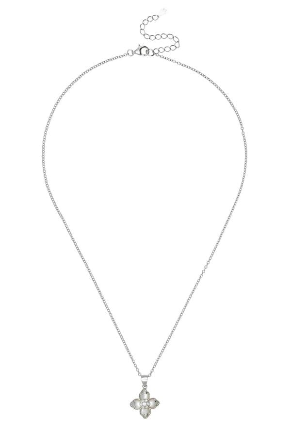 White clover silver necklace.