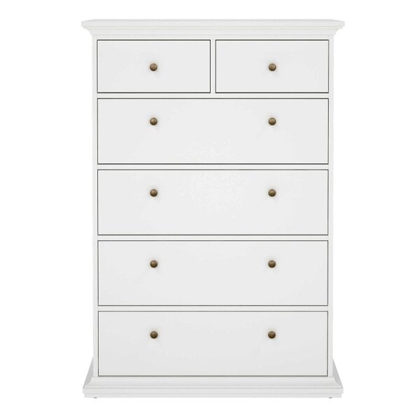 Wyld Haus Osaka Tall Farmhouse White Wooden Chest 6 Drawers