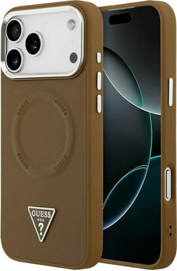 Guess Triangle Logo Case with MagSafe for iPhone 17 Pro Max 6.9" Brown - GUHMP17XPSDTSCMW