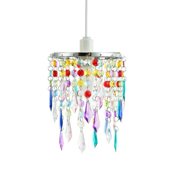 Modern Waterfall Design Pendant Shade with Multi Colour Acrylic Drops and Beads Image 2